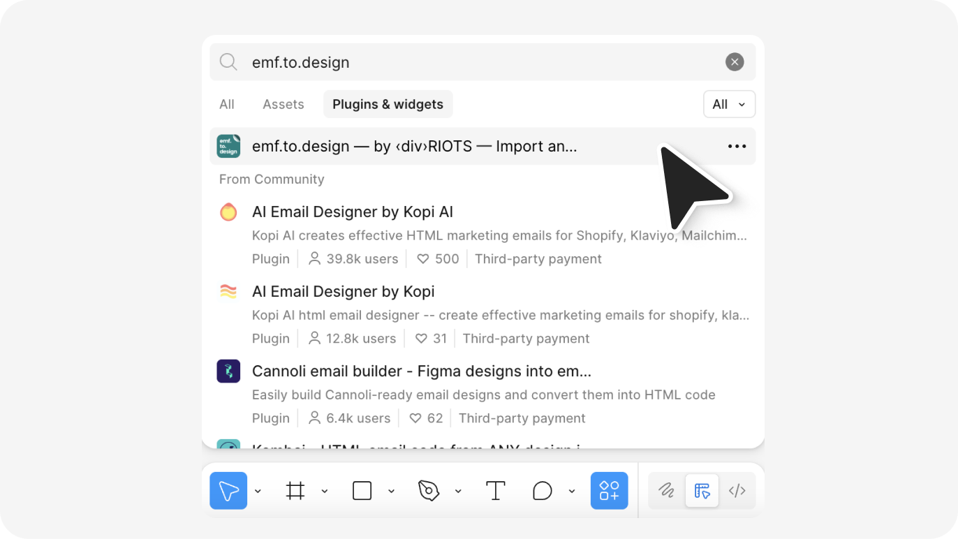 Image: emf.to.design plugin page in Figma Community